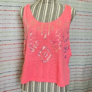 PINK Victoria's Secret Coral Sequin Tank Top